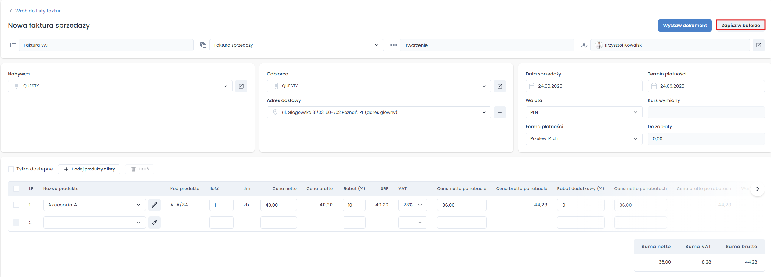 Zapisywanie dokumentu w buforze